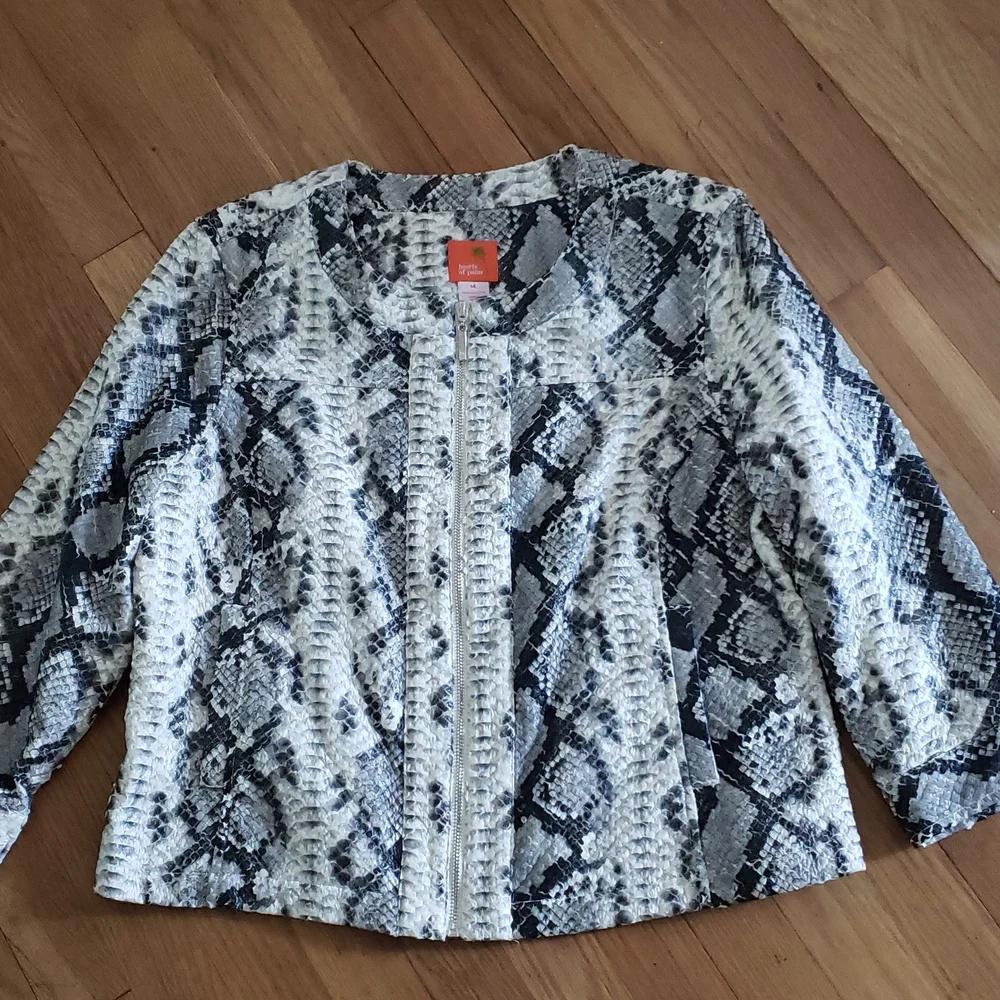 Hearts of Palm Faux Snakeskin Leather Zippered Jacket Women's Size 14 Large - Picture 4 of 12